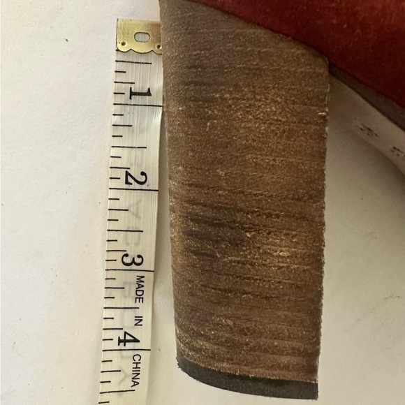 Freda Salvador Luck Suede Block Ankle Heel Boots, Brick Red, Size 6.5 - Picture 12 of 16